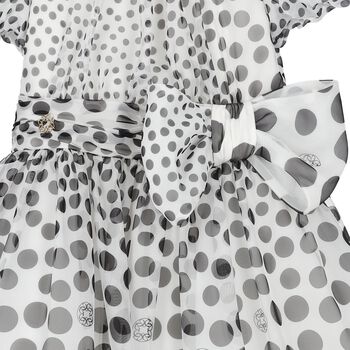 Girls White & Black Polka Dot Dress